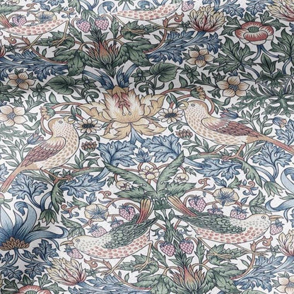 William Morris Strawberry thief 100% LINEN Art Crafts Fabric - British Victorian floral bird - home decor upholstery - clothing sewing 3730