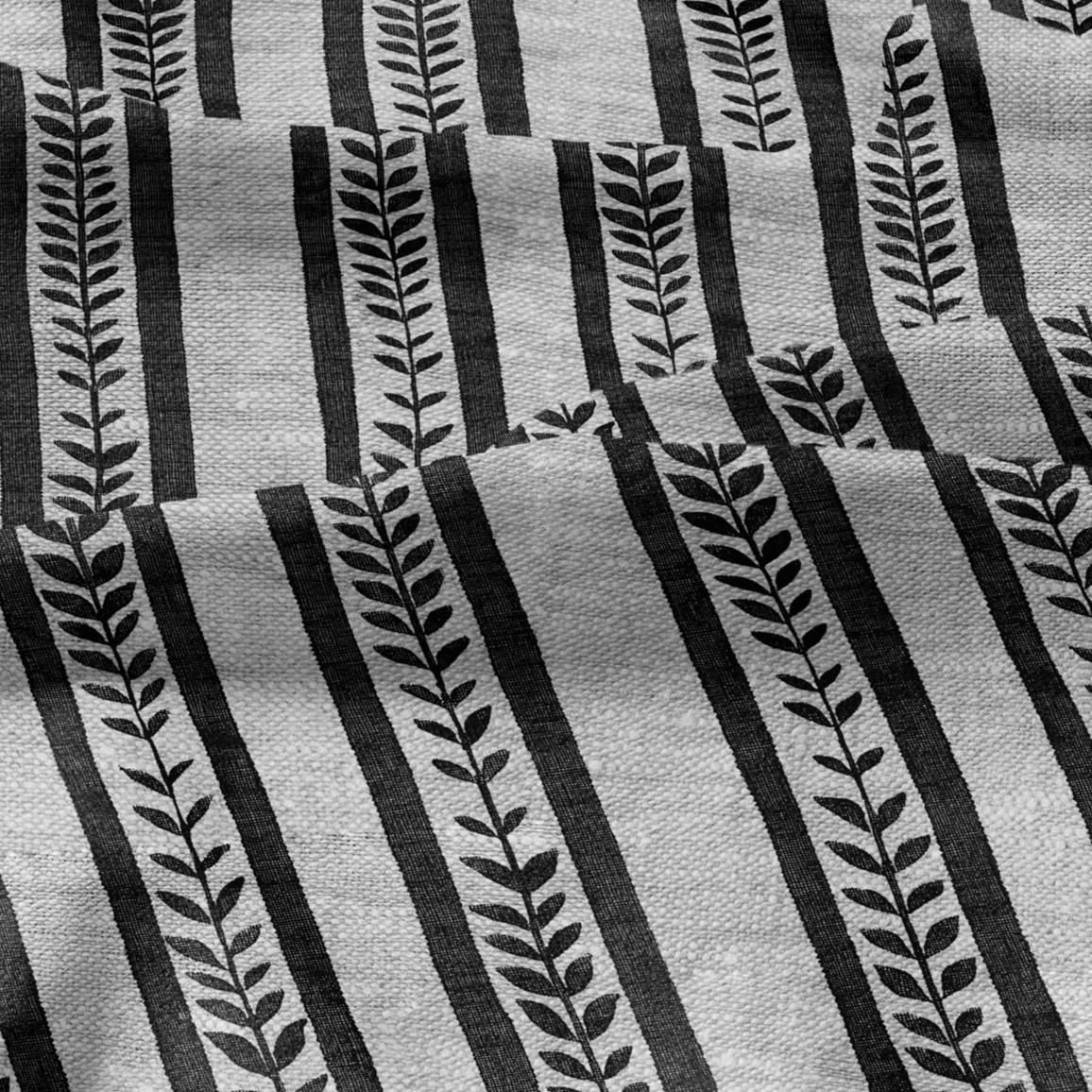 100% LINEN Fabric floral stripe block print on oatmeal linen - heavy fabric for upholstery or medium weight linen for dress making 2504