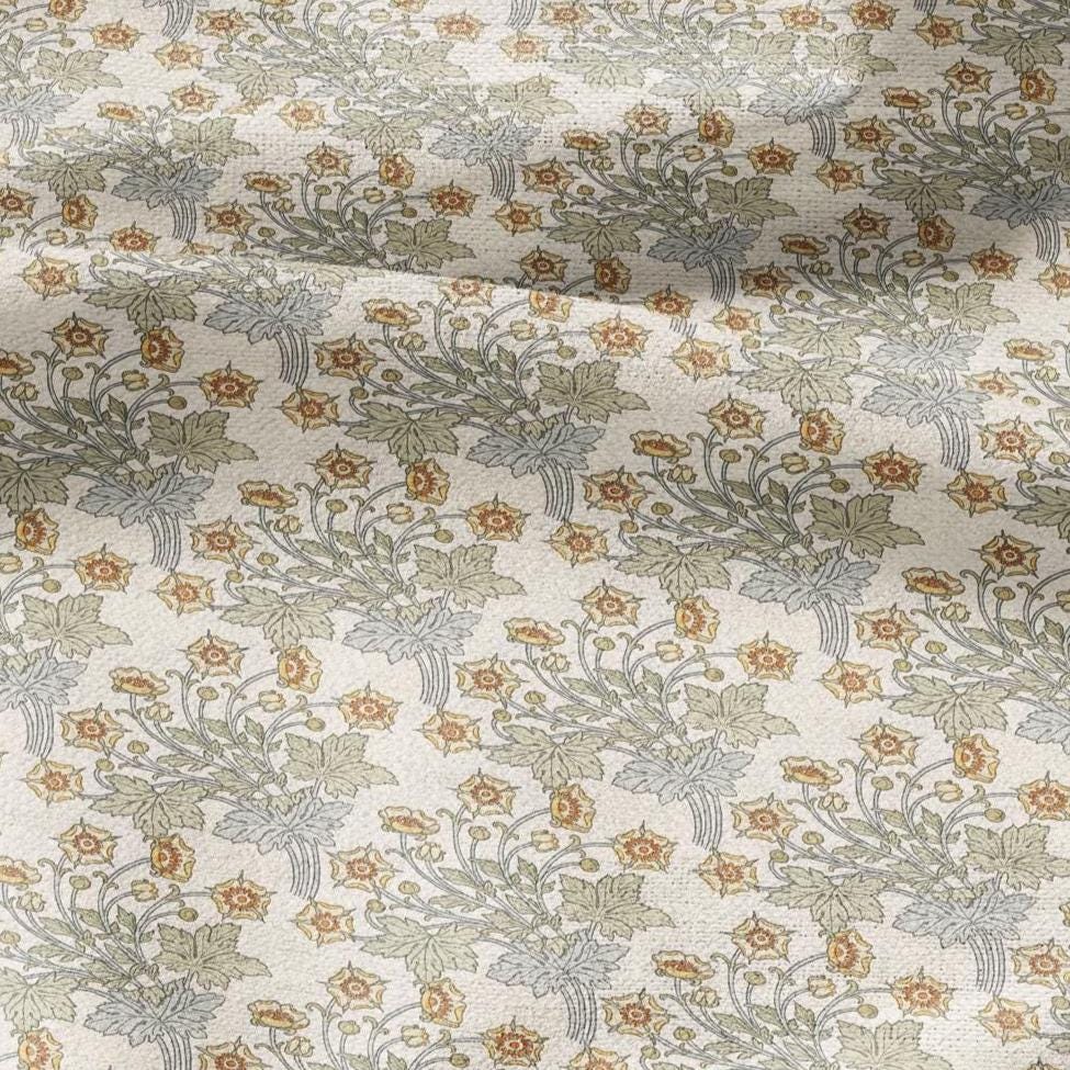 100% linen Ranunculus prints fabric for Curtain Upholstery Cushion - Butter cup flower Art deco flower print fabric for dress making sewing