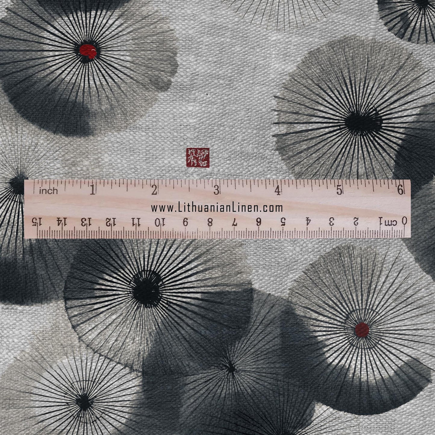 100% linen fabric - Amagasa japanese print  - Abstract Japan umbrella - fabric for home decor dress making 3011