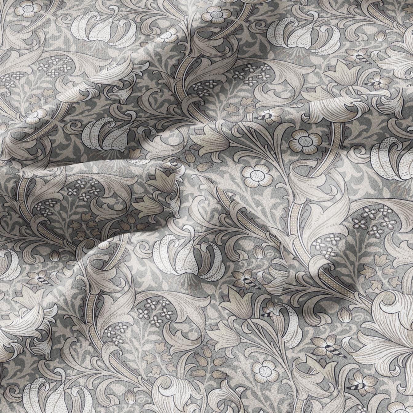 100% LINEN Fabric William Morris Golden Lily Beige print- British linen floral upholstery home textile Victorian fabrics 3214