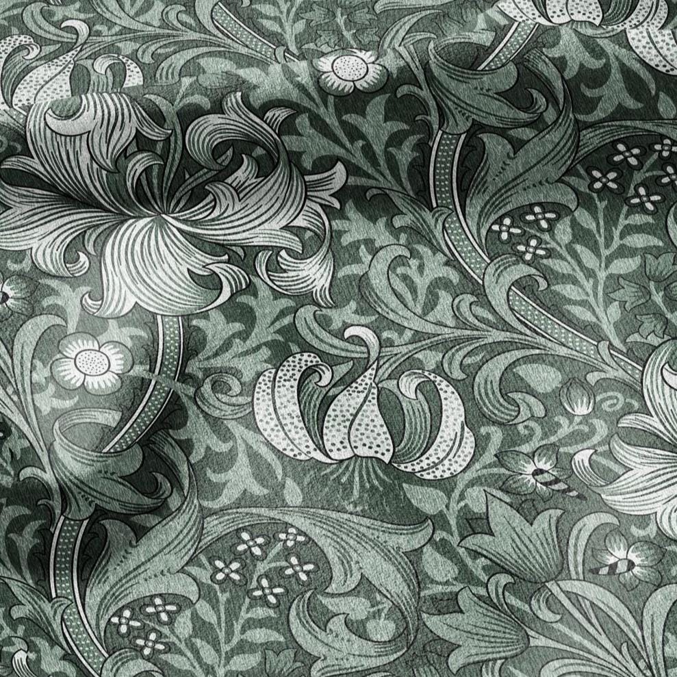 William Morris Golden Lily green 100% LINEN Fabric - British linen floral upholstery home textile Victorian fabrics 3221