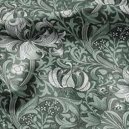 William Morris Golden Lily green 100% LINEN Fabric - British linen floral upholstery home textile Victorian fabrics 3221