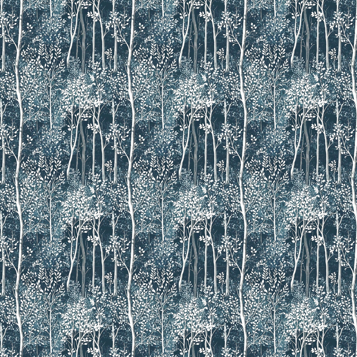 100% LINEN Fabric forest blue linen - tree print fabric for upholstery home decor dress making 2362