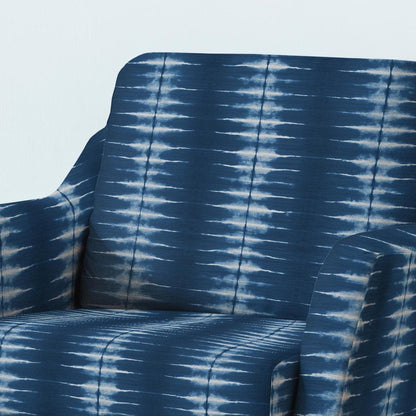 100% LINEN Fabric UPHOLSTERY 12oz - Indigo Shibori abstract stripe - Modern Geometric Dark Blue Neutral Minimal upholstery 2966