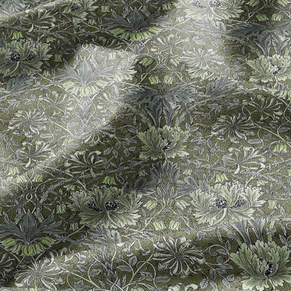100% linen fabric William Morris Honeysuckle green print - Victorian Art crafts Historical pattern fabric upholstery dress making 3286