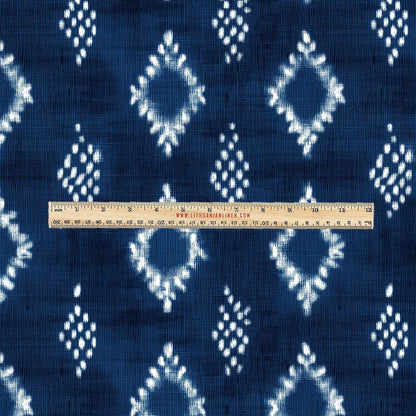 100% LINEN Fabric UPHOLSTERY 12oz - Indigo Shibori abstract - Modern Geometric Dark Blue Neutral Minimal upholstery 2975