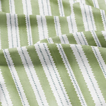 100% LINEN Fabric Scalloped stripe print - green block print linen heavy for upholstery home decor - medium for dress making 2884G