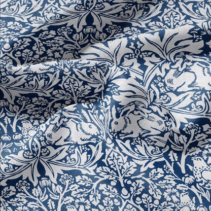 William Morris Brer Rabbit blue print on 100% LINEN - Victorian Art crafts linen - botanical Historical upholstery home textile 3164
