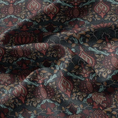 100% LINEN Fabric William Morris Granada print - British linen floral upholstery home textile Victorian fabrics green blue 3202