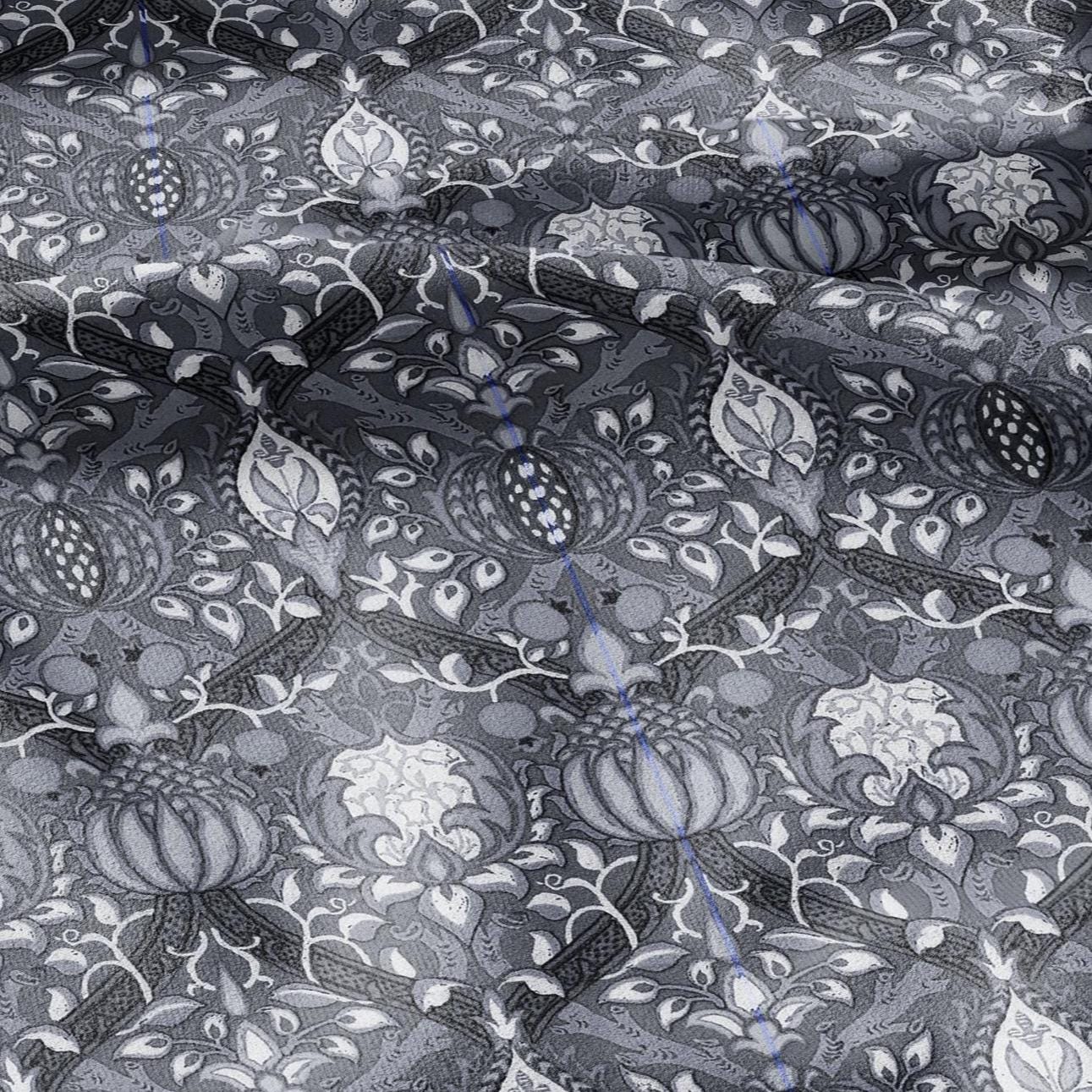 100% LINEN Fabric William Morris Granada gray print - British linen floral upholstery home textile Victorian fabrics 3238