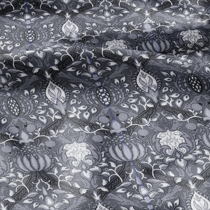 100% LINEN Fabric William Morris Granada gray print - British linen floral upholstery home textile Victorian fabrics 3238