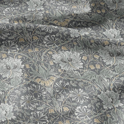 100% linen fabric William Morris Honeysuckle sage green print - Victorian Art crafts Historical pattern fabric upholstery dress making 3281