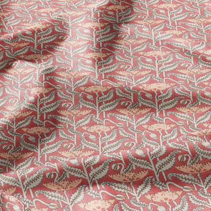 100% linen Art Nouveau Print fabric for Curtain Upholstery Cushion - Floral fabric red POPPY - fabric material for dress making sewing
