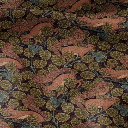 100% linen Vintage Squirrel fabric for Curtain Upholstery Cushion - brown print fabric for dress making sewing