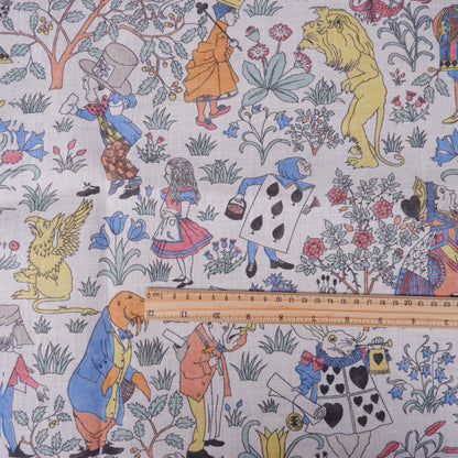 100% linen fabric - Alice in Wonderland by Voysey - Victorian Art crafts - Historical pattern for upholstery dress making 2984