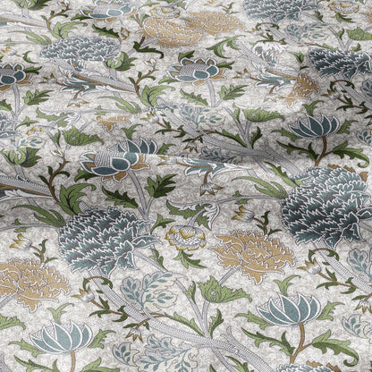 100% linen fabric William Morris Cray blue print - Victorian Art crafts linen Fabric - Historical pattern fabric upholstery dress making