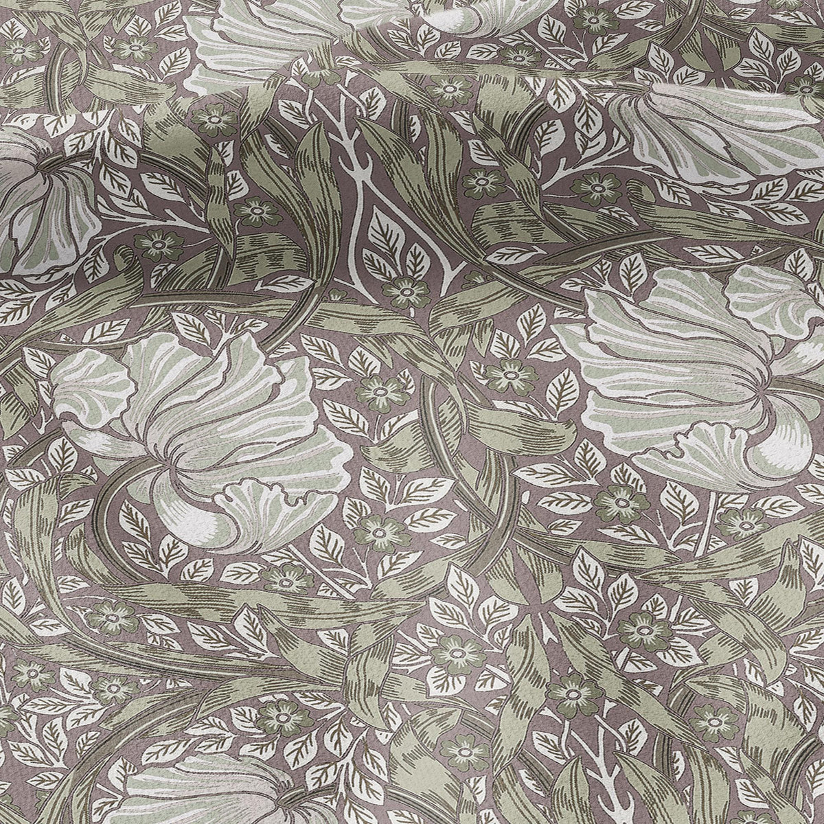 100% LINEN fabric - William Morris Pimpernel green pink - British Victorian flax - sewing upholstery home decor or clothing 3855
