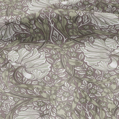 100% LINEN fabric - William Morris Pimpernel green pink - British Victorian flax - sewing upholstery home decor or clothing 3855