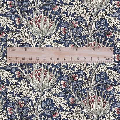 100% LINEN Fabric William Morris Artichoke blue print - British linen floral upholstery home textile Victorian fabrics 3193