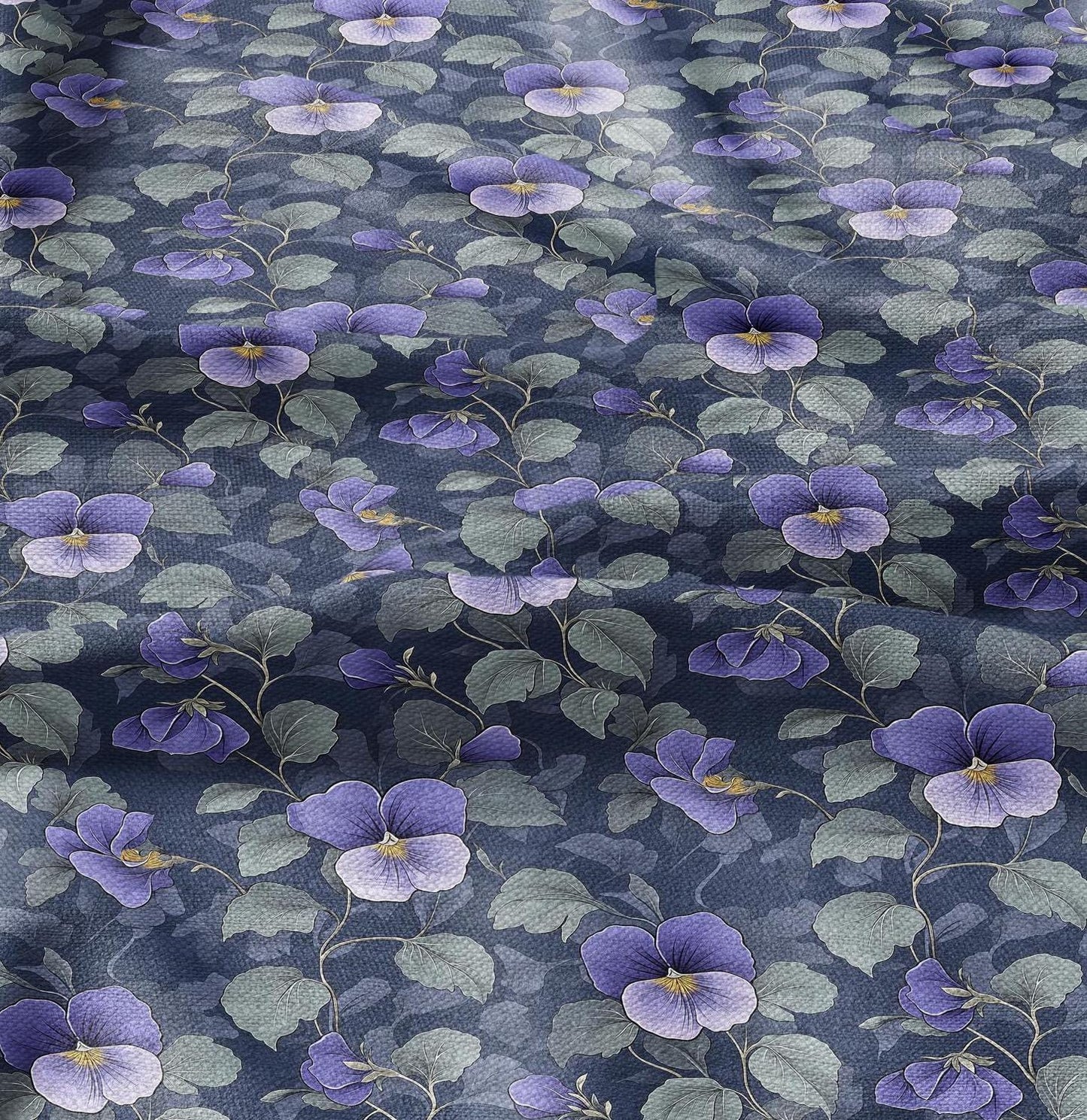 100% LINEN Fabric floral with Viola flower - heavy linen fabric with dark purple print for upholstery home decor curtains dress making