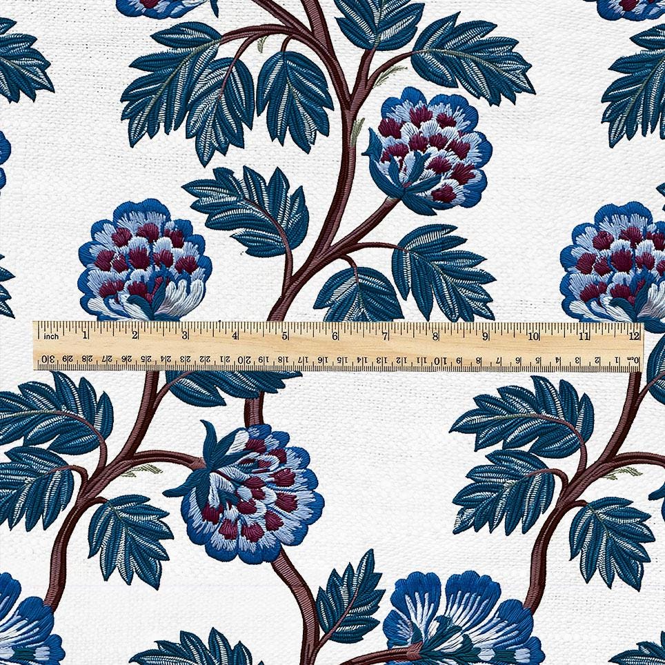 100% linen fabric stripe blue print - Vintage grain sack geometric - Historical pattern upholstery dress making 3430