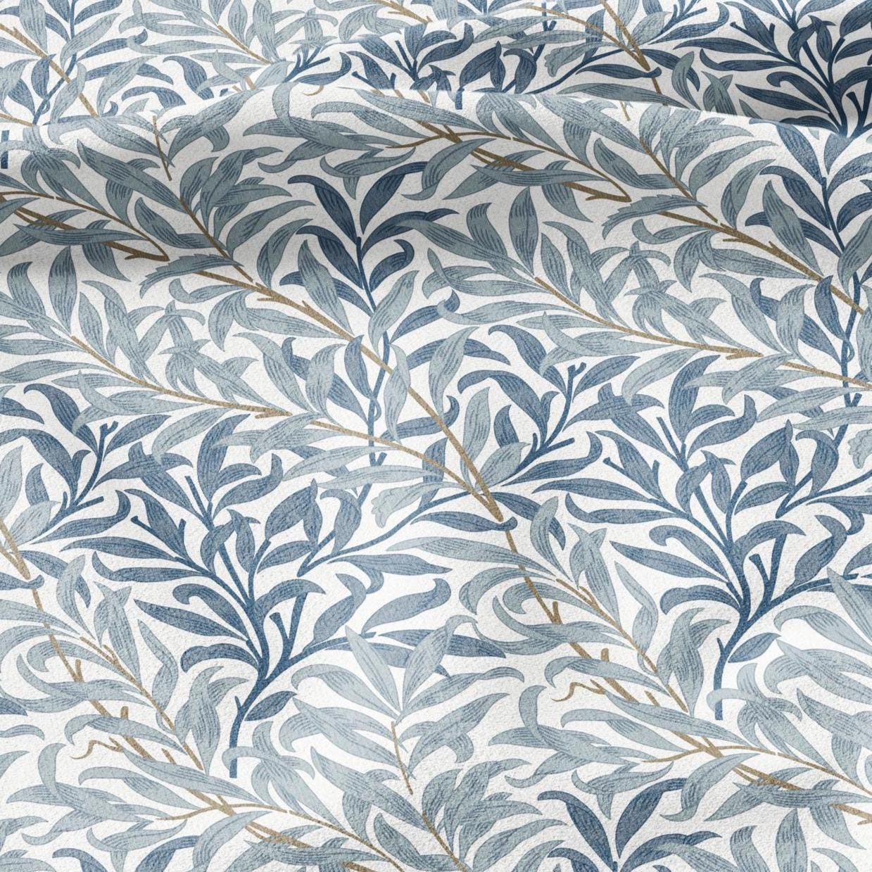 William Morris Willow Bough blue 100% LINEN Fabric - British linen floral upholstery home textile Victorian fabrics 3195