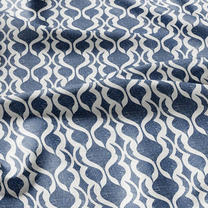 100% LINEN Fabric Abstract indigo blue - stripe blue print on linen fabric for upholstery curtains dress making 2431