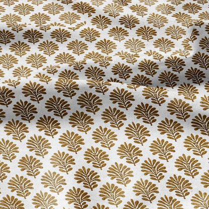 100% LINEN Fabric Neem block print - mustard yellow Indian floral linen heavy for upholstery home decor - medium for dress making 2834