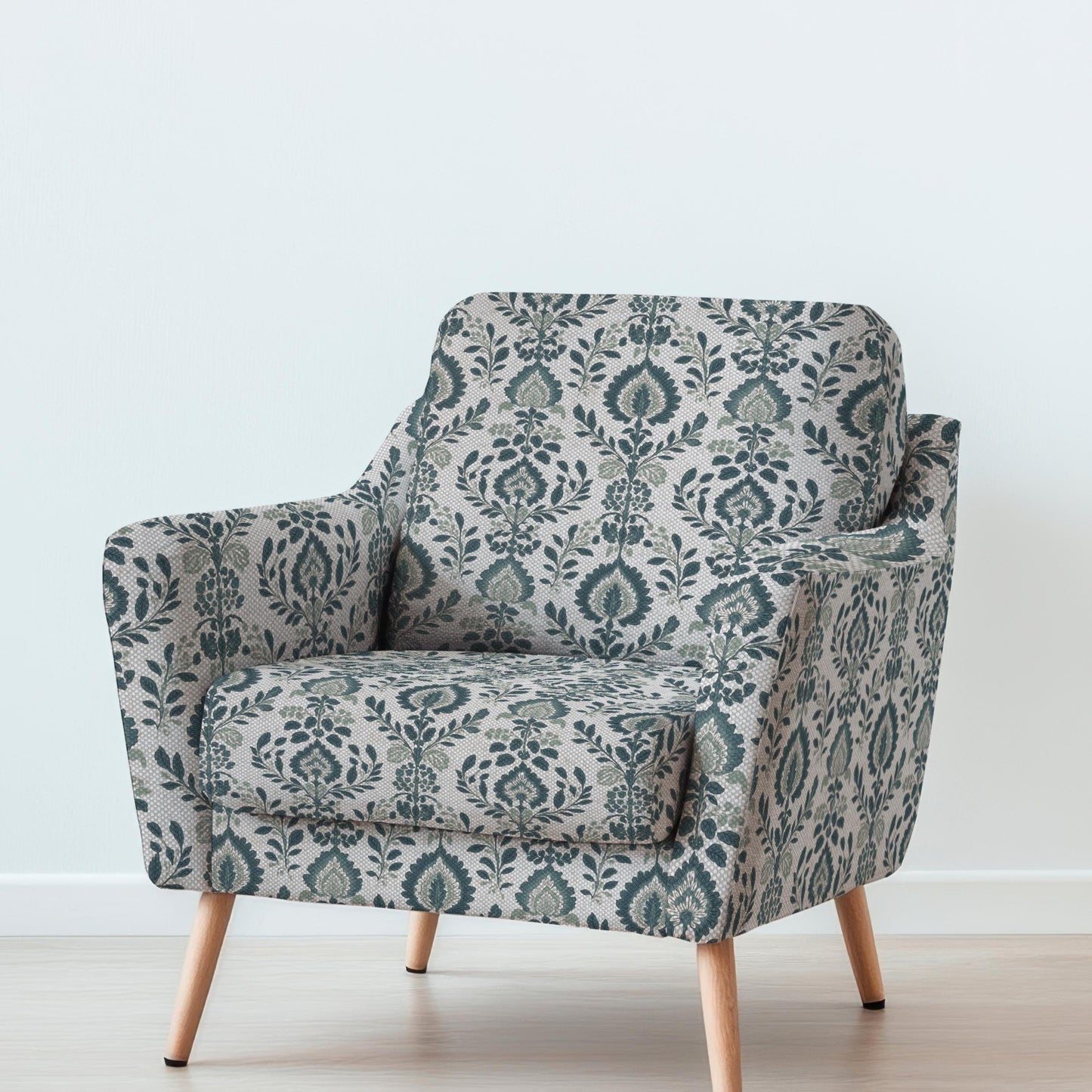 100% LINEN Fabric UPHOLSTERY 12oz - green gray block print on oatmeal linen - Modern vintage Victorian  upholstery 2045