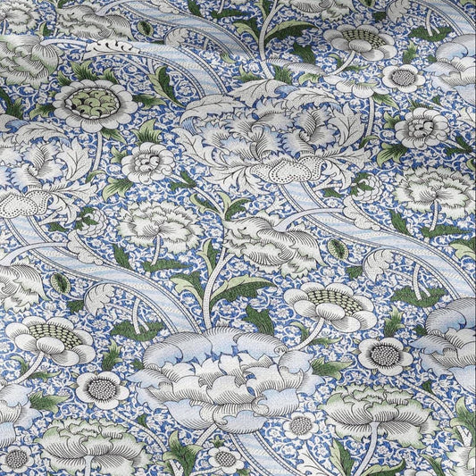 William Morris Wandle blue print on 100% LINEN - Victorian Art crafts linen Fabric - botanical Historical upholstery home textile