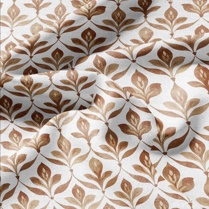 100% LINEN Fabric Beige floral print - retro sepia brown flower - for upholstery home decor - medium for dress making 2909