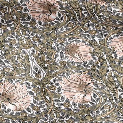 100% LINEN fabric - William Morris Pimpernel khaki pink - British Victorian Art Craft flax - sewing upholstery home decor or clothing 3814