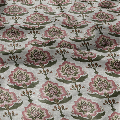 100% LINEN Fabric Paisley print - colorful indian block print on linen print upholstery curtains dress making