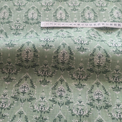 100% LINEN Fabric in floral block print - botanical mint green linen fabric for upholstery home decor curtains dress making pillowcases
