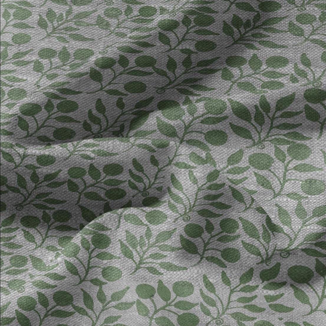 100% LINEN Fabric William Morris Rosehip sage green gray - oatmeal linen fabric with botanical print - Victorian Art Craft Historical 3268