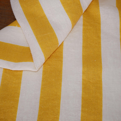 100% LINEN Fabric Maxi striped yellow white Avignon - french linen floral upholstery home textile Victorian fabrics 3351