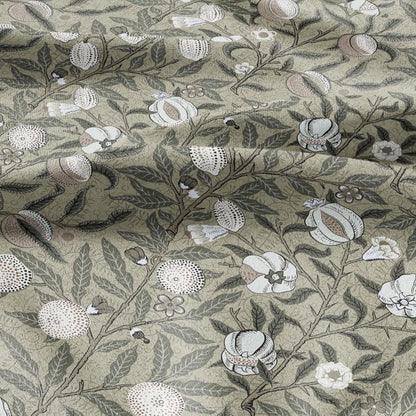 William Morris Fruits 100% LINEN Fabric - British linen floral upholstery - lemon Pomegranate home textile Victorian fabrics khaki 3191