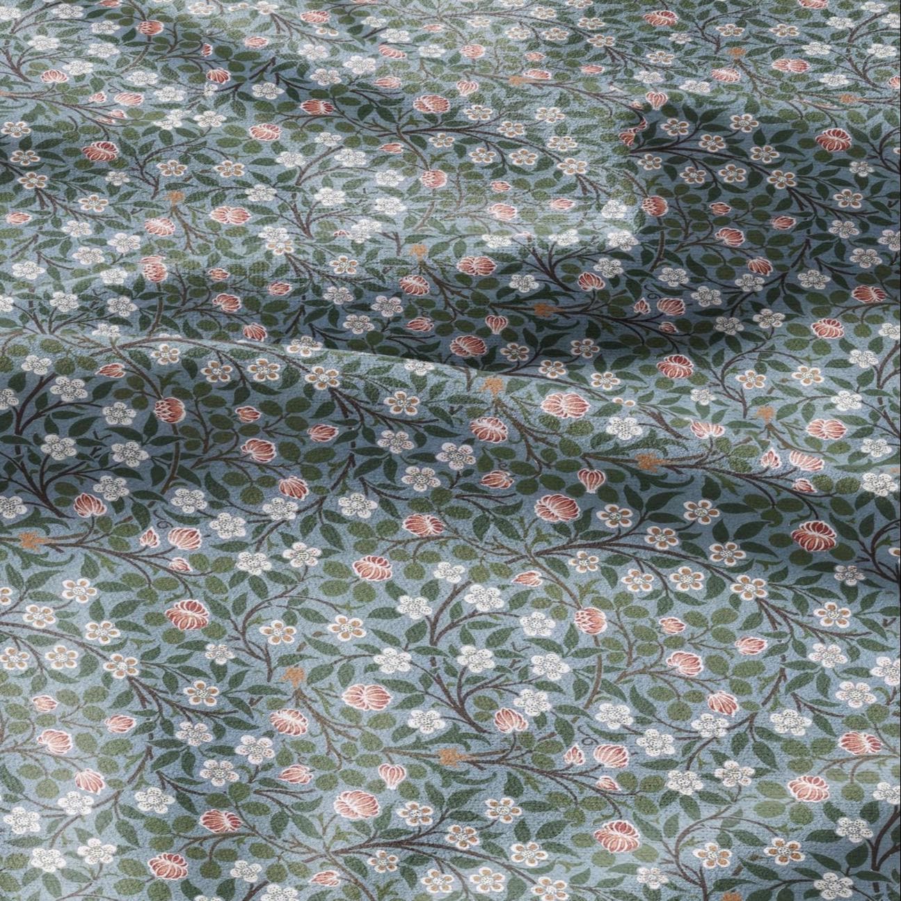 100% linen fabric William Morris Clover print - Victorian Art crafts blossom - Historical pattern fabric upholstery dress making 3026