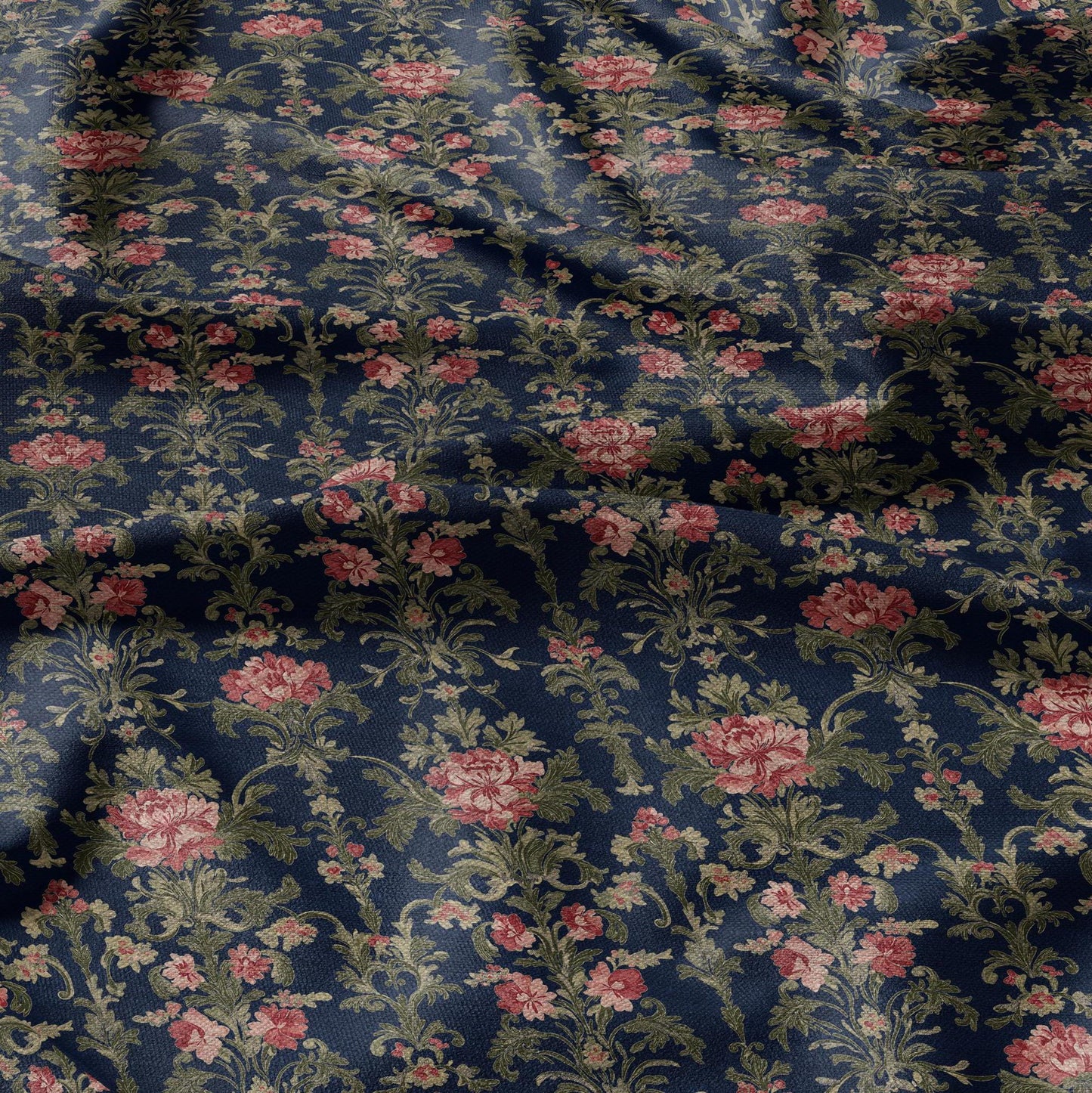 100% LINEN Fabric Regency navy - french floral linen Fabric by the Yard by LithuanianLinen for upholstery dressmaking curtains home textile