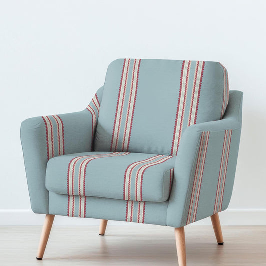 100% LINEN Fabric UPHOLSTERY 12oz - Retro scalloped stripe print on linen  2837