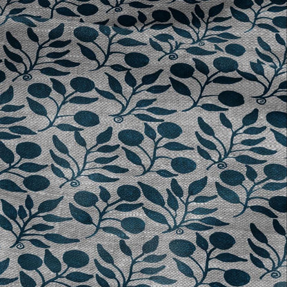 100% LINEN Fabric William Morris Rosehip teal gray - oatmeal linen fabric with botanical print - Victorian Art Craft Historical 3279