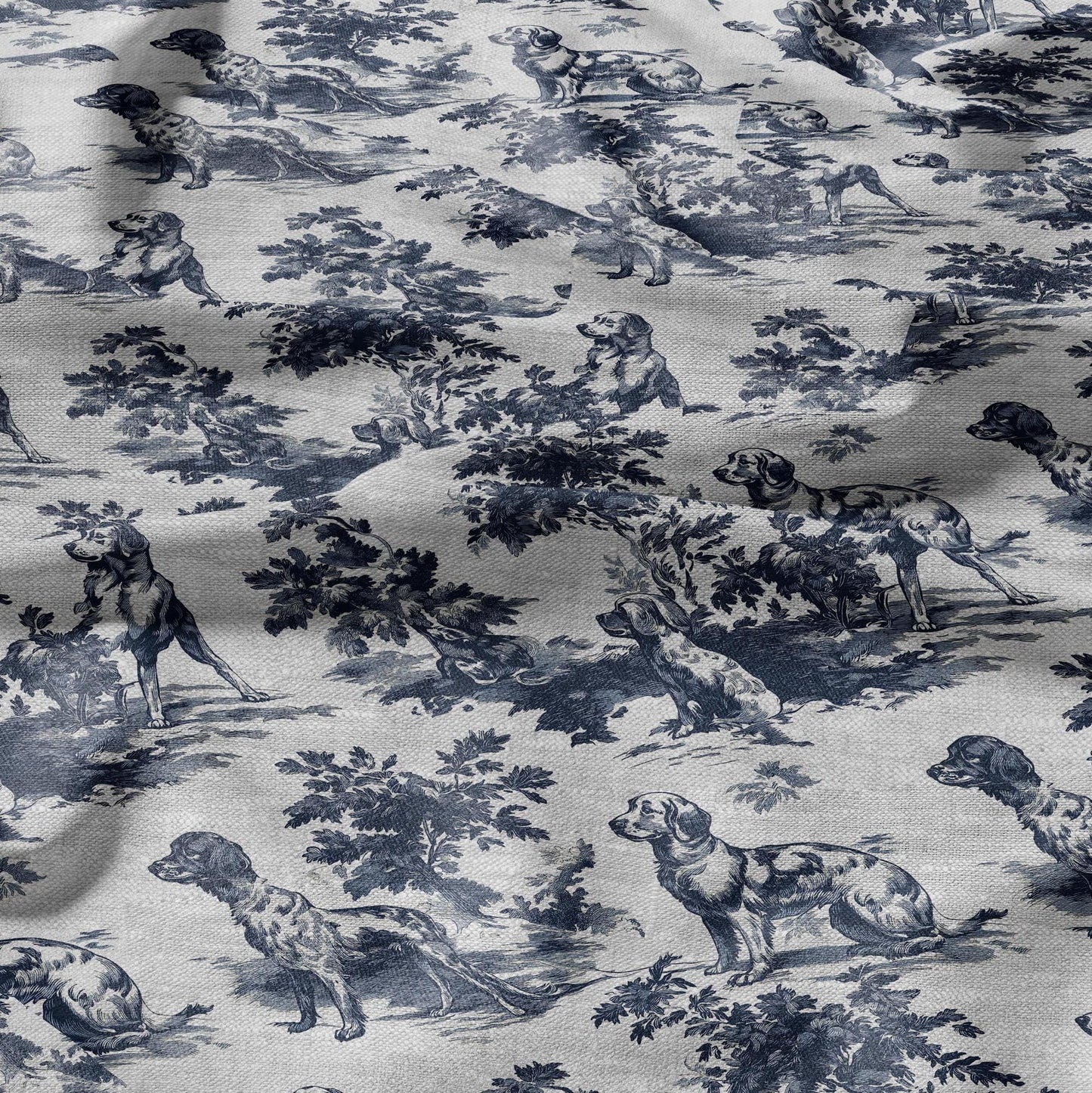 100% LINEN Fabric Toile de jouy Dog - linen Fabric by the Yard by LithuanianLinen for upholstery dressmaking curtains home textile