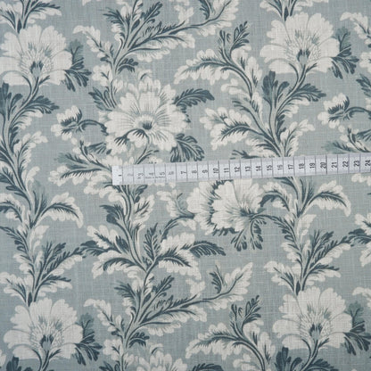 100% LINEN Fabric green floral pattern on linen fabric - floral botanical Fruit heavy linen fabric for upholstery home decor