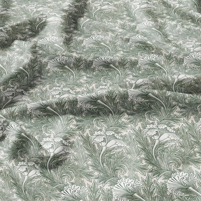 100% linen fabric William Morris Green floral print - green Victorian Art crafts linen Fabric - Historical pattern upholstery dress making
