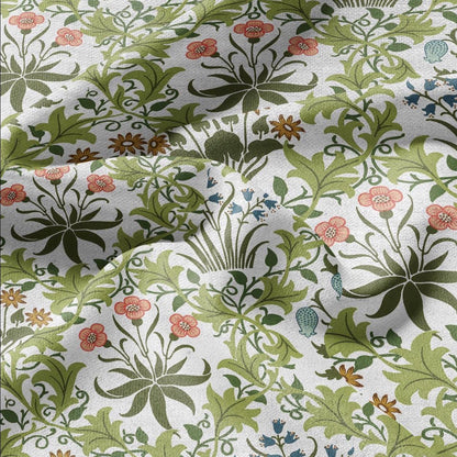 William Morris Celandine 100% LINEN Fabric - British linen floral upholstery home textile Victorian fabrics green 3161