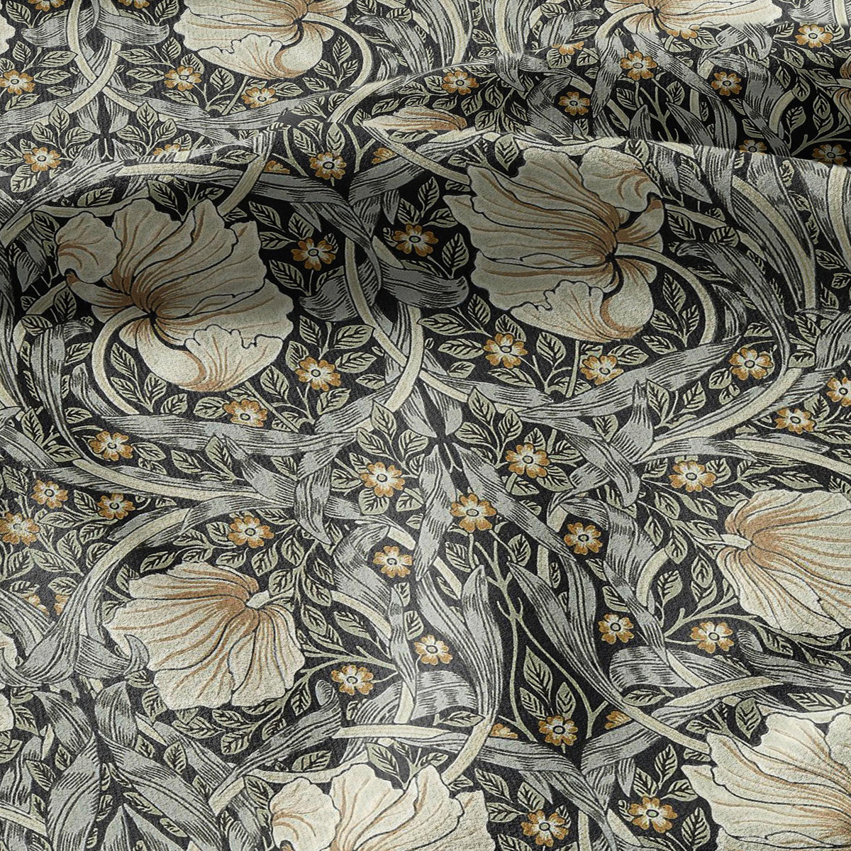 100% LINEN fabric - William Morris Pimpernel sage green -  British Victorian Art Craft flax - sewing upholstery home decor or clothing 3817