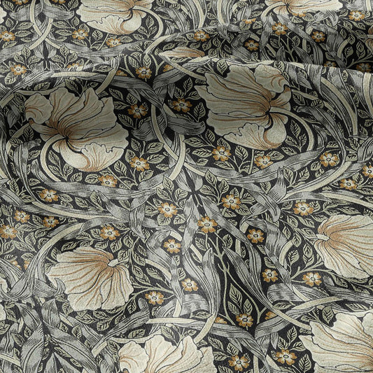 100% LINEN fabric - William Morris Pimpernel sage green -  British Victorian Art Craft flax - sewing upholstery home decor or clothing 3817