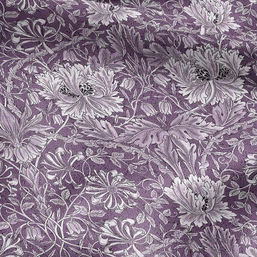 100% linen fabric William Morris Honeysuckle pale purple print - Victorian Art crafts - Historical  upholstery dress making 3282