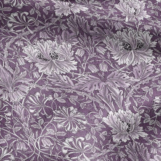 100% linen fabric William Morris Honeysuckle pale purple print - Victorian Art crafts - Historical  upholstery dress making 3282